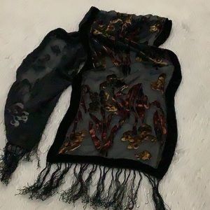 Black and Gold Floral Scarf
